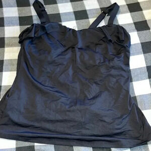 LANDS END black Tankini swim top size 12 DDD bra sized swim